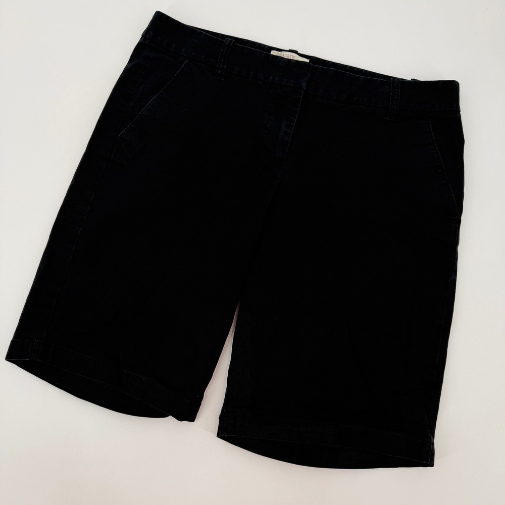 J Crew Bermuda Shorts Womens 4 Black Cotton Stretch Mid Rise Chino Classic